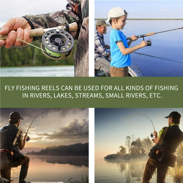 Onegood 3.1inch Fly Fishing Reel Light Green Fly Fishing Whee Fly Spinning Round Rifle With Fishing Line For Fisherman Sea Lake River Fishing