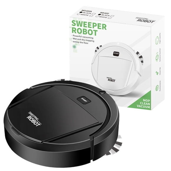 BUYISI For Ultra-Thin Silent Smart Sweeper To Clean Pet Hair,Hard Floors And Carpets Black 22*22*6.5