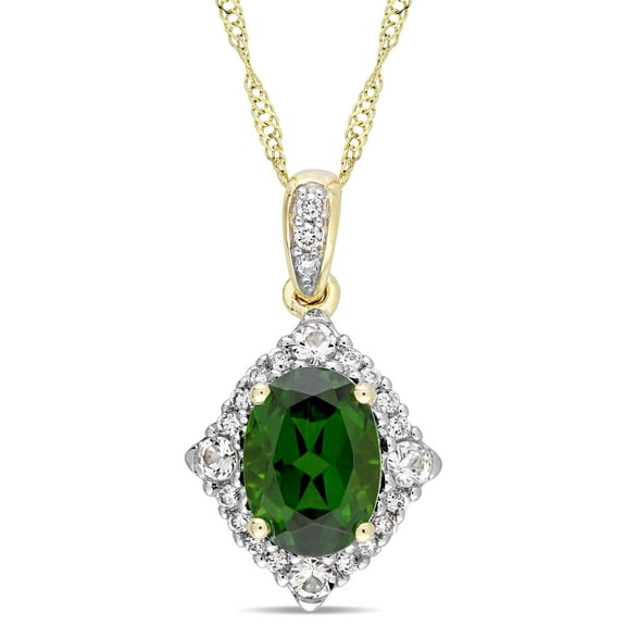 Everly Women's Chrome Diopside and Sapphire 14k Yellow Gold Necklace