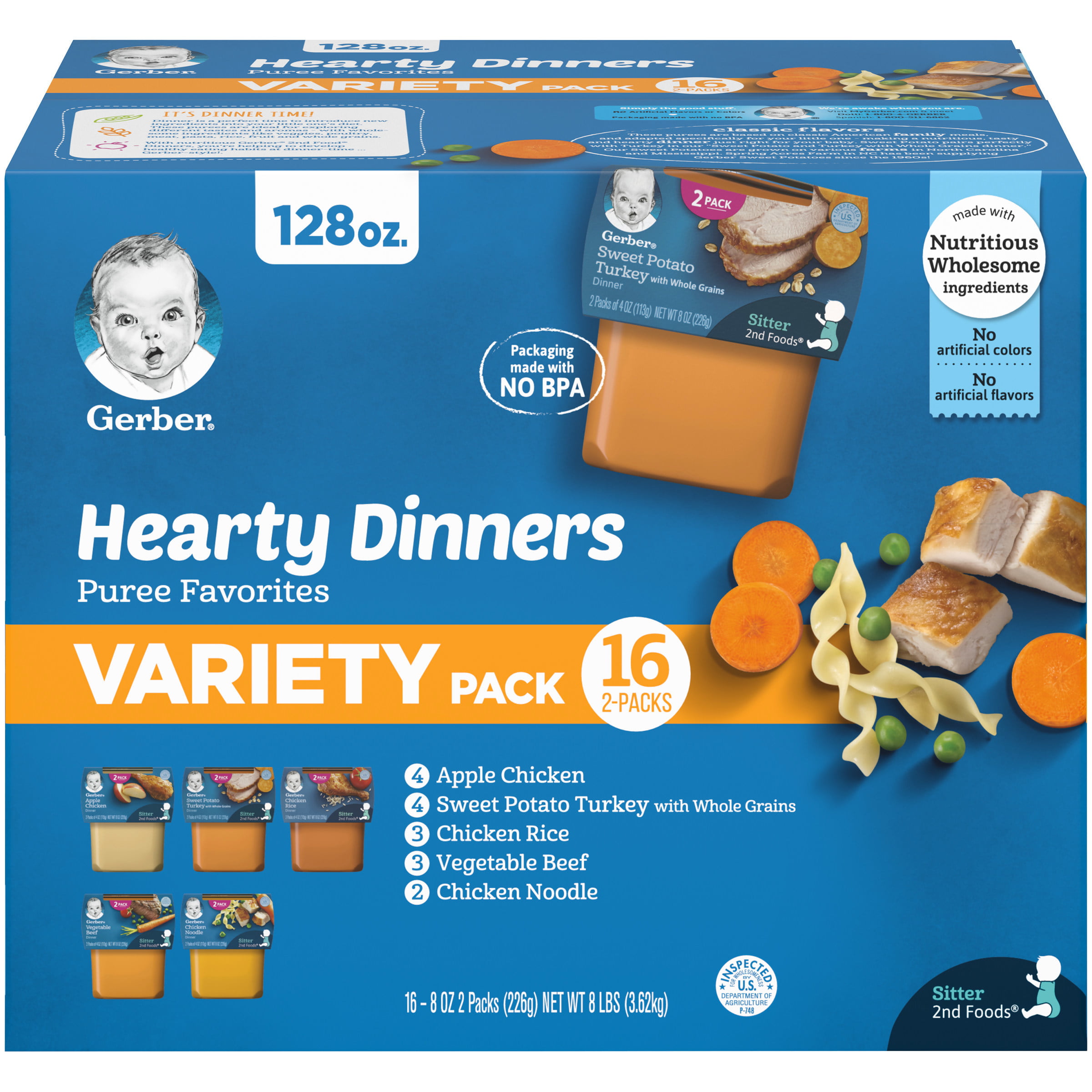 Gerber 2nd Foods Baby Food Hearty Dinners Puree Favorites Variety Pack