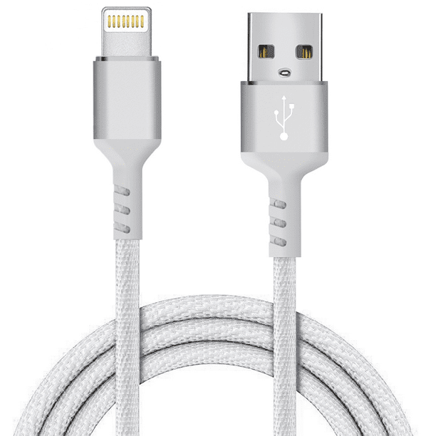 Charger 10ft Fast Usb Charging Cable Cord Braided Nylon High Speed Iphone Cable With Premium Metal Connector Compatible Iphone X 8 8 Plus 7 7 Plus 6 6s 6 Plus 5s Se Mini Air Pro Case Silver Walmart Com