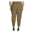 thumbnail image 2 of CALVIN KLEIN Womens Green Zippered Pocketed Pleated Tie Belt Wear To Work Straight leg Pants Plus 18W, 2 of 5