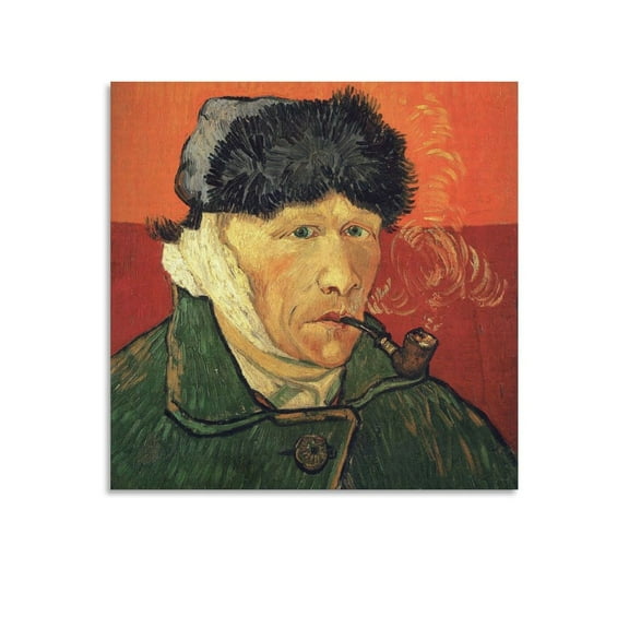 Vincent Van Gogh Self-portrait of Bandaged Ears And Pipe Poster Gifts Canvas Painting Poster Wall Art Decorative Picture Prints Modern Decor 28x28inch(70x70cm)