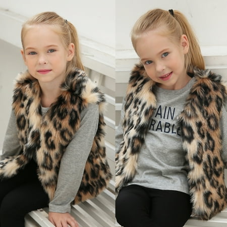 

ZMHEGW Jacket For Toddler Baby Girls Winter Leopard Printed Villus Fleece Outwear Thick Warm Waist Kid Coats