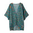 thumbnail image 2 of Cardigan à Manches 3/4 pour Femmes, Cardigan Kimono Imprimé à Manches, Chemise Décontractée Ample et Couvrante, Hauts, Cardigans pour Femmes en Liquidation, 2 of 9