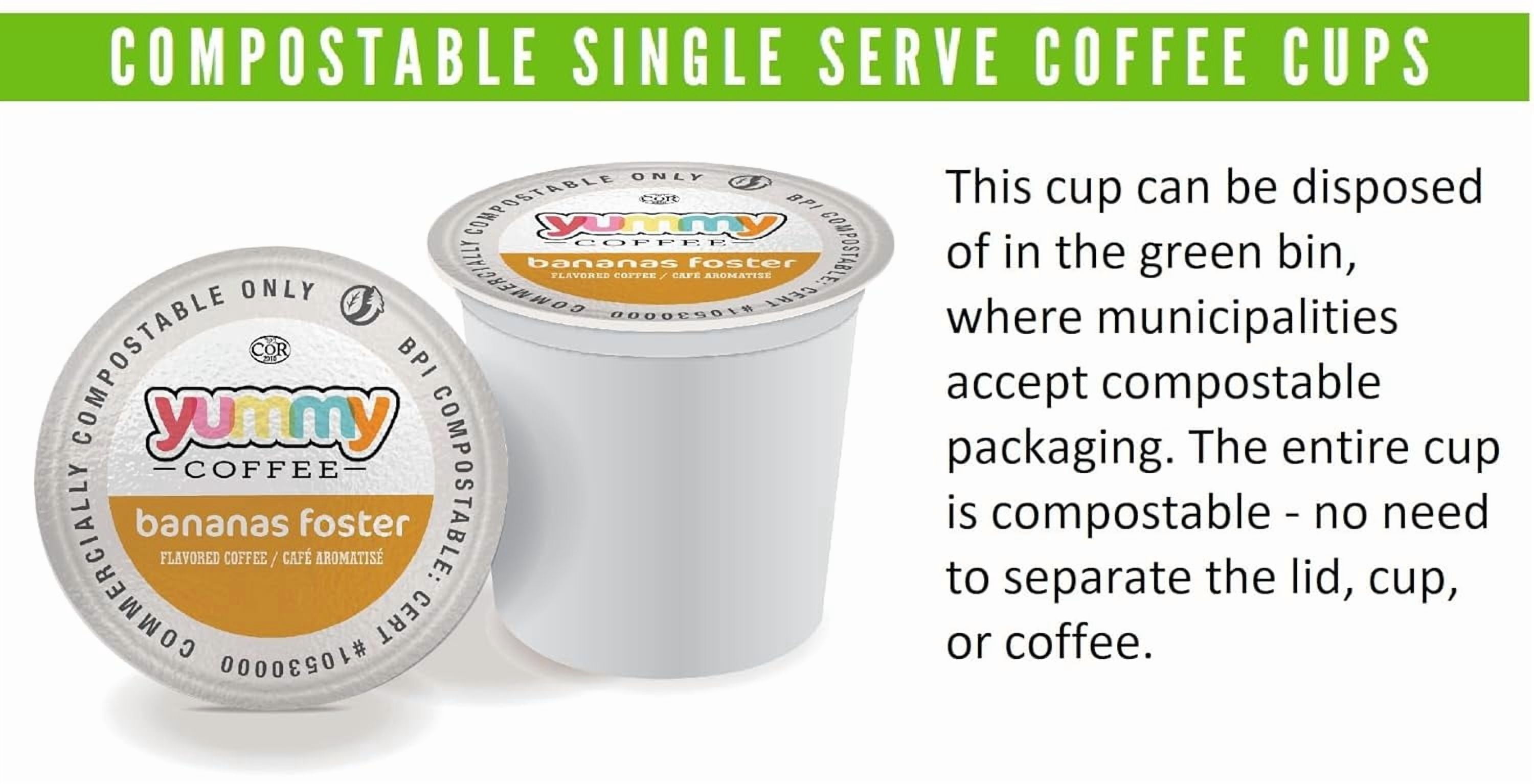 Yummy Coffee Bananas Foster Flavored Coffee, Compostable Single Serve Coffee Pods Compatible with Keurig K-Cup Brewers, 20 Count per Box, 2 Boxes