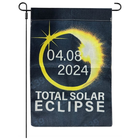 Total Solar Eclipse 04.08.2024 Garden Flag | Double Sided Outdoor Decorative Flag | 12x18 Inch | Spring Summer Fall Winter Yard Banner | Durable Print | Patio Porch Lawn Sign