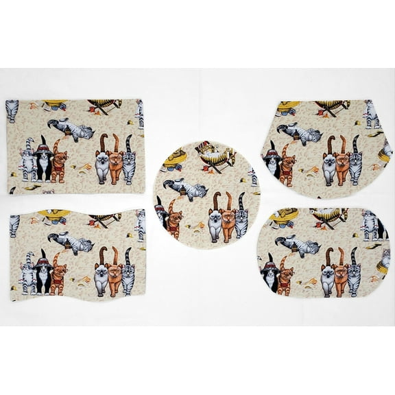 Beach Cats Placemats by Penny's Needful Things (Oval - Set of 2)