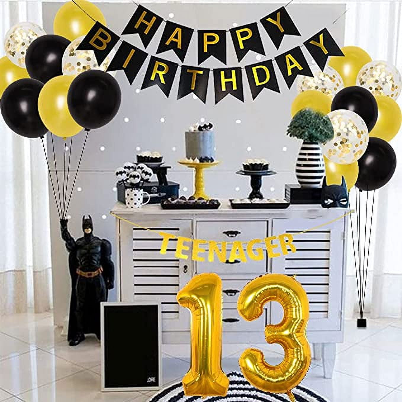 Black Birthday Party Decorations Set with Happy Birthday Balloons Bann – If  you say i do