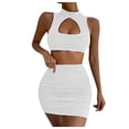 thumbnail image 1 of Conjunto de top corto con aberturas y falda para mujer: vestido ajustado sexy, poliéster y spandex, conjunto para salir de fiesta por la noche, 1 of 3