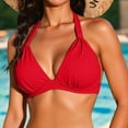 thumbnail image 2 of GPOECD Hauts de Maillot de Bain pour Femmes Haut de Bikini Triangle Bonnets Rigides Rehausseur Design Choix de Couleur pour l'Été Maillot de Bain pour Femmes Rouge_001,S, 2 of 5