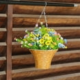 thumbnail image 6 of Artificial Hanging Flowers with Basket,Fake Blossoms for Indoor Outdoor Decor in Spring Summer Garden Porch Patio,Hanging Plant Decor,B,1PC, 6 of 10