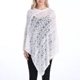 thumbnail image 4 of Summer Clearance Sale! Pitauce Cover Up for Women Solid Color Hollow Out V Neck Crochet Poncho Knitting Cape Asymmetric Hem Shawl Versatile Wrap Tops, 4 of 7