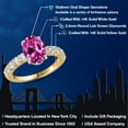 thumbnail image 2 of Gem Stone King 14K Two Tone Gold Pink Created Sapphire and Lab Grown Diamond Engagement Ring for Women | 3.90 Cttw | Oval 10X8MM | Gemstone September Birthstone | Size 9, 2 of 6