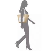 On 34th Isabellaa Straw Medium Drawstring Tote, Created for Macys - Straw/white