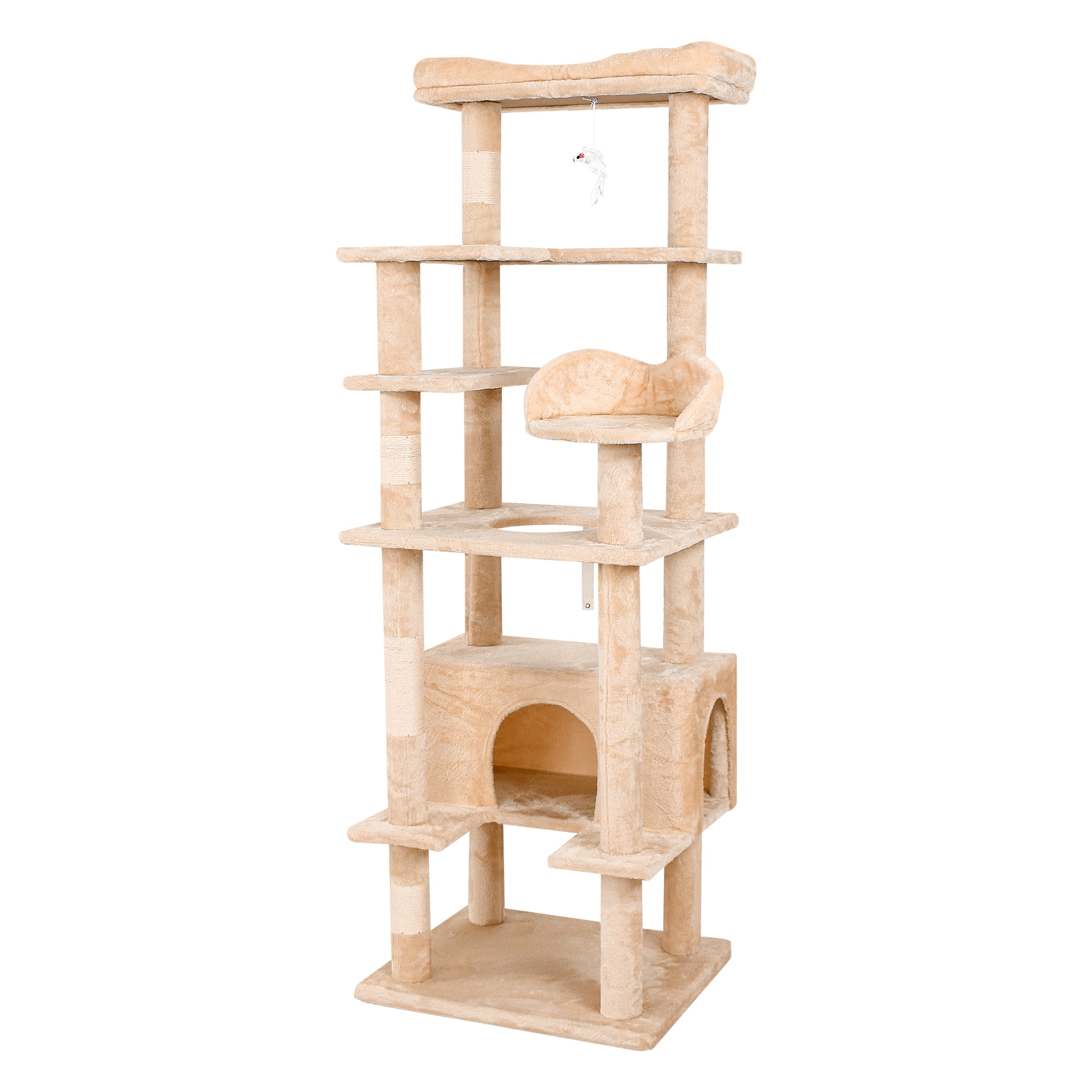 Pefilos 71" Cat Tree Tower for Large Cats, Cat Condo for Multiple Cats, Wall Large Pet Club Indoor Cat Tree Furniture, Beige Pefilos 71" Cat Tree Tower for Large Cats, Cat Condo for Multiple Cats, Wall Large Pet Club Indoor Cat Tree Furniture, Beige