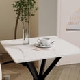 thumbnail image 4 of White Marble Side Table Set of 2, Modern Square End Table with Sintered Stone Top and Black Metal Legs, 4 of 6