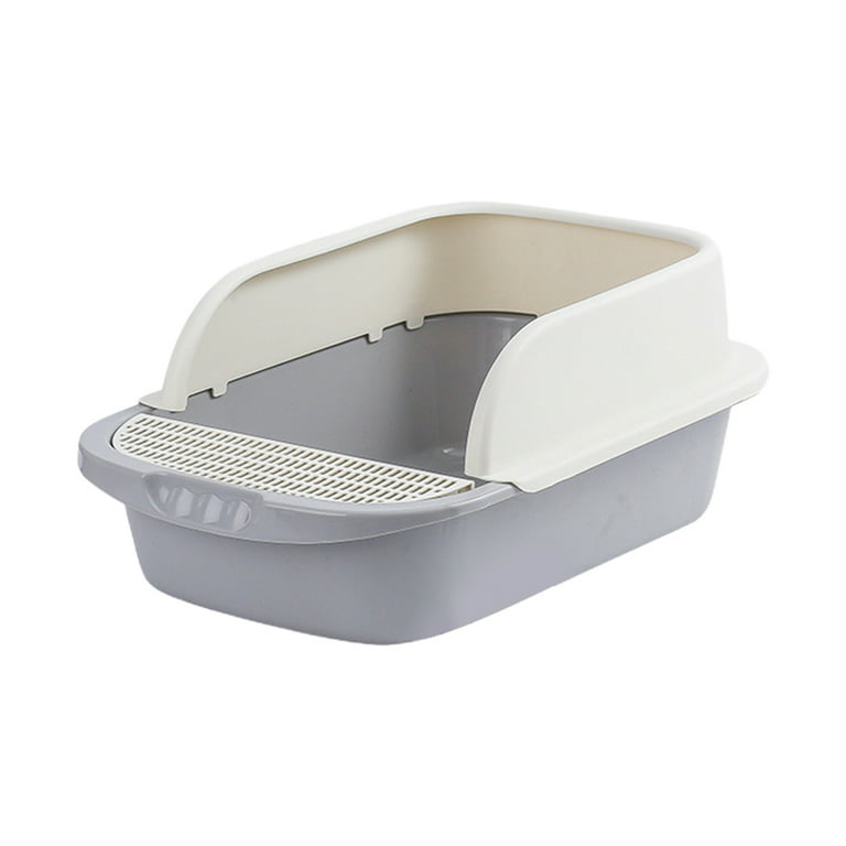 Cat Litter Pan Box Semi-Enclosed Sifting Litter Box With High Sides  Detachable Shallow Cat Toilet Durable High Side Sifting - AliExpress