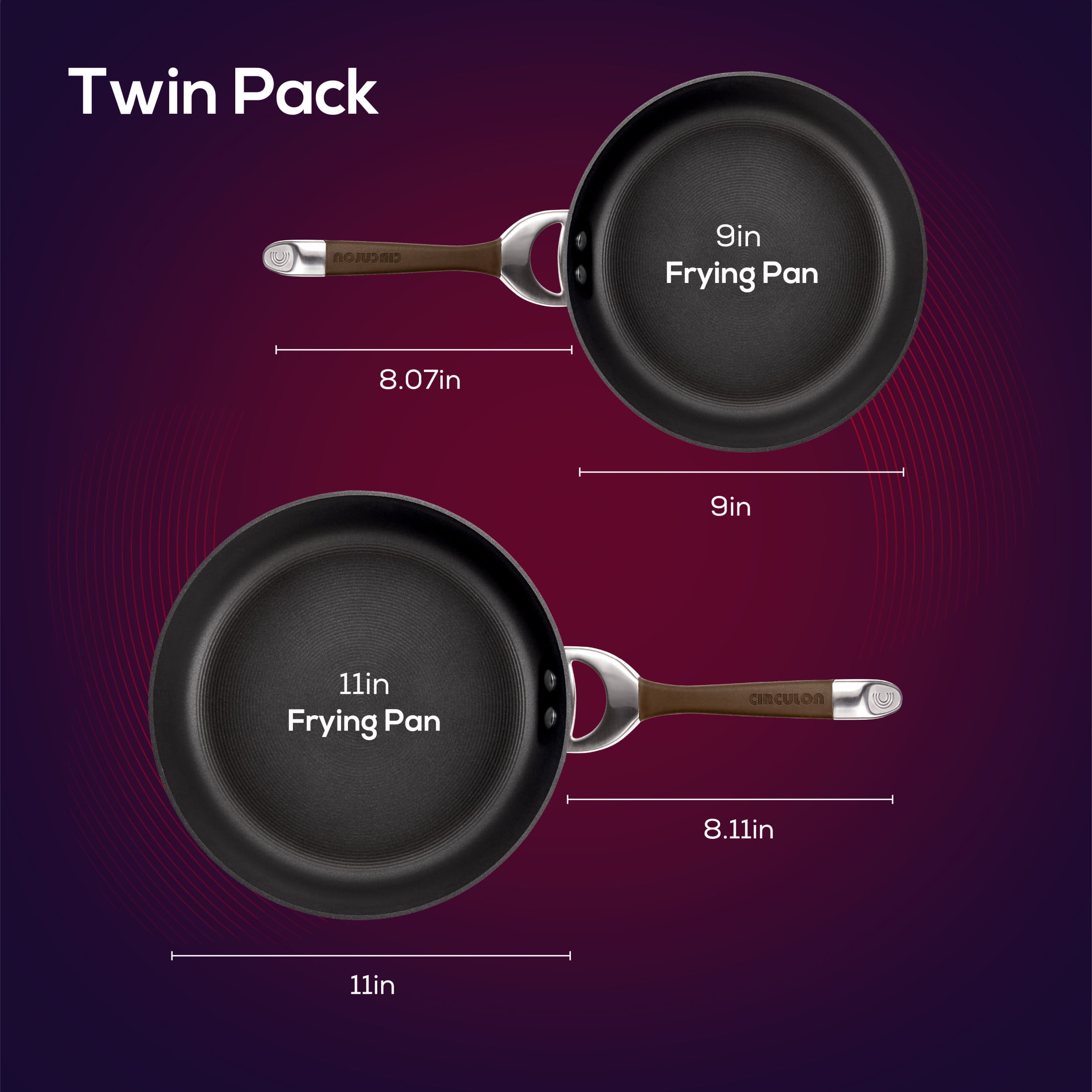 Circulon Symmetry Hard-Anodized Nonstick Cookware Induction Pots and Pans Set, 3-Piece, Chocolate, Size: 3PC