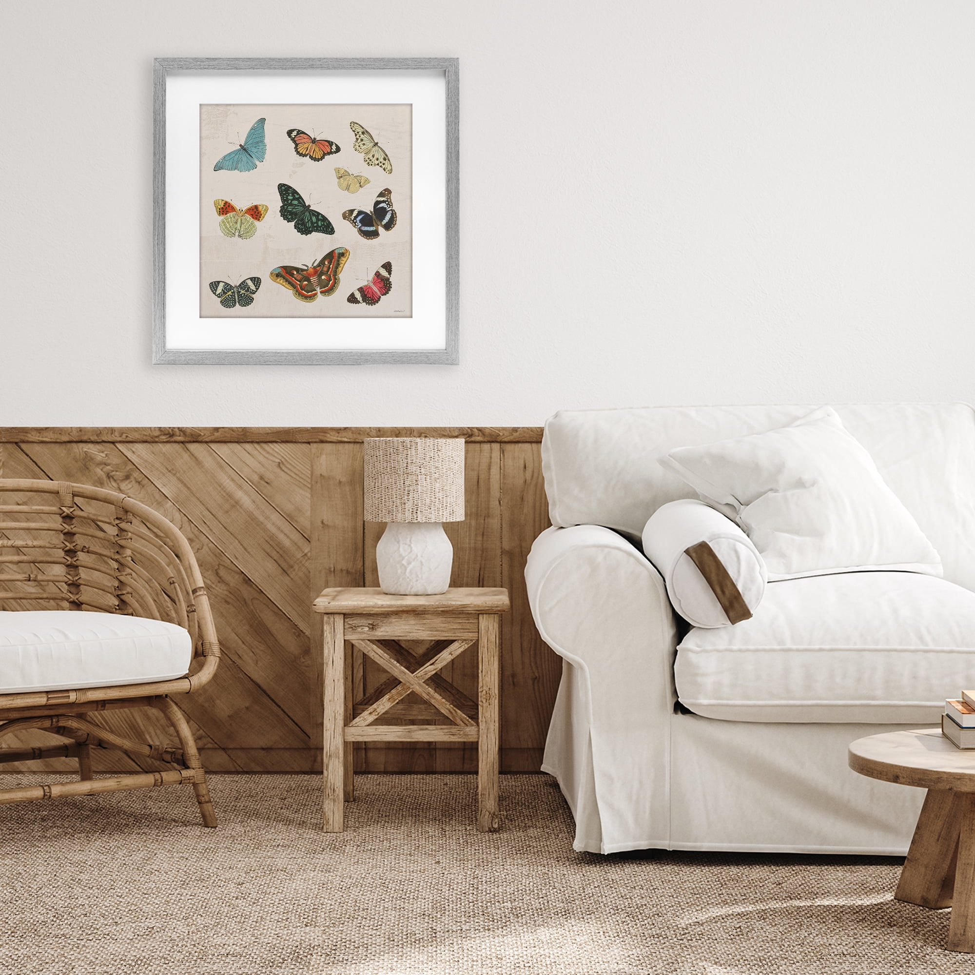 Stupell Industries Vintage Butterfly Flight Gray Framed Print Under Glass, design by Dan Meneely