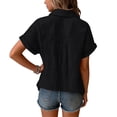 thumbnail image 6 of Resicozy Girls Button Down Linen Shirts for Kids Summer Short Sleeve Dress Shirts Uniform Blouse 3-13 Years Black 120, 6 of 8
