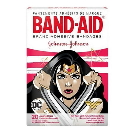 Band Aid Brand Adhesive Bandages, Wonder Woman Assorted Sizes, 20 Ea, 2 Pack