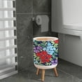 thumbnail image 4 of HVSDIMO Small  with Lid for Bathroom Kitchen Office  Gentle Botanical Flowers Blooming Garden  Seamless Garbage Bin Waste Basket Decorative 1.8 gallons, 4 of 7