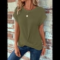 thumbnail image 4 of Camisetas para Mujer, Camisetas Informales con Mangas Murciélago Lisas y Dobladillo Cruzado, Camisetas Ajustadas A Verde Oliva S, 4 of 7