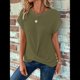 thumbnail image 4 of Camisetas para Mujer, Camisetas Informales con Mangas Murciélago Lisas y Dobladillo Cruzado, Camisetas Ajustadas A Verde Oliva M, 4 of 7