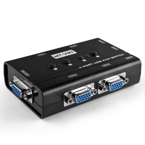 4 Port USB 2.0 KVM Switch Manual Selector Rack Mount Metal Box Adapter
