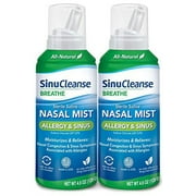 SinuCleanse Allergy & Sinus Sterile Saline Nasal Mist, Instantly Moisturizes and Relieves Nasal Congestion & Sinus Symptoms Associated with Allergies, 4.6 oz Bottle (Pack of 2)