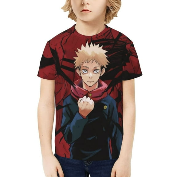 Jujutsu Kaisen Yuji Itadori Kids T-Shirt 3d Printed Graphic T-Shirts Boys And Girls Short Sleeve Shirts For Youth Kids X-Small