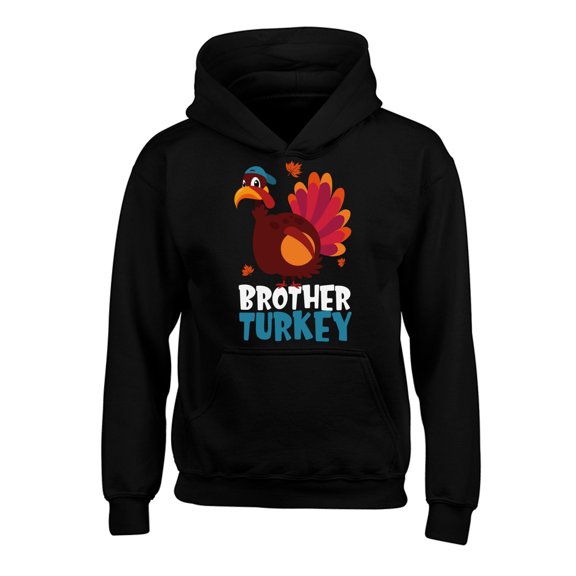 Awkward Styles Thanksgiving Hoodies for Kids Brother Turkey Hooded Youth Sweatshirt