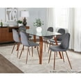 thumbnail image 2 of LumiSource Walnut Wood, Walnut Metal, Grey Velvet Folia Pebble Dining Set - 7 Piece, 2 of 3