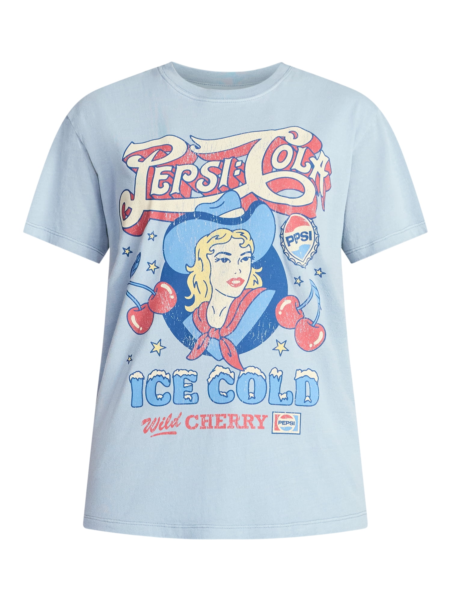 Pepsi Cola Women's Cowgirl Graphic Tee with Short Sleeves, Sizes XXS-XXL