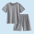 thumbnail image 2 of TOWED22 Toddler Boy Clothes Cute Kids Cotton Summer Outfits Casual Short Sleeve Shorts Set For Boys 1-7 Years(Grey,4-5 Y), 2 of 4