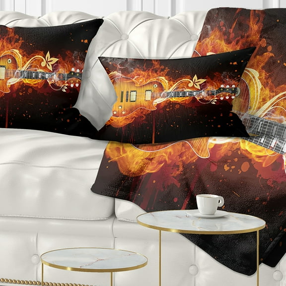 Designart Electric Guitar - Abstract Throw Pillow - 12x20