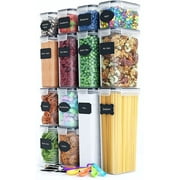 Pasta Storage Containers For Kitchen Organization 7 Pack - Food Canisters With Durable Lids, Labels, Marker & Spoon Set For Pantry Organization And Storage - Cereal, Flour And Sugar Containers