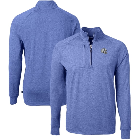 Men's Cutter & Buck Heather Royal Indianapolis Colts Big & Tall Adapt Eco Raglan Quarter-Zip Jacket