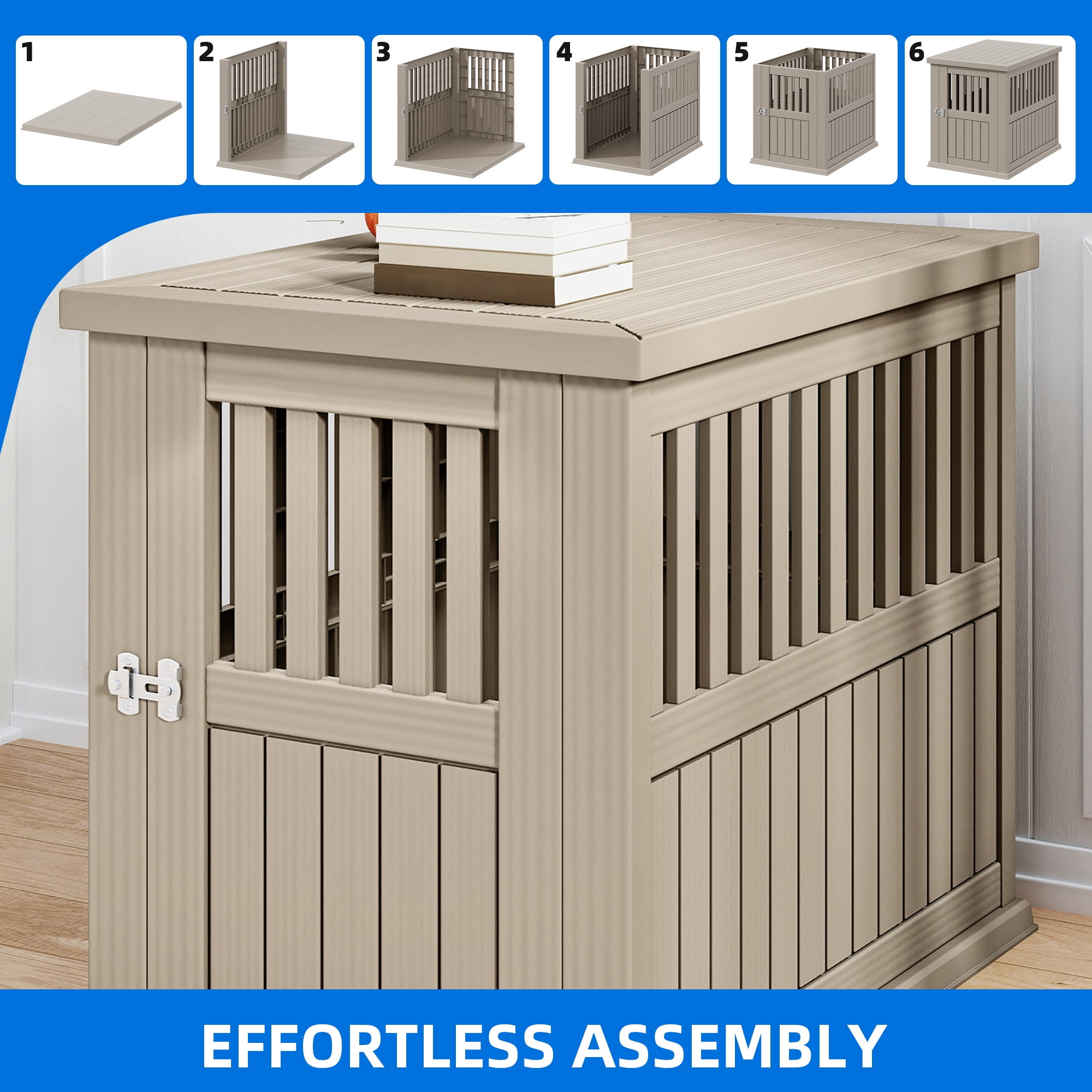 Dextrus Pet Dog Crate Furniture End Table,Waterproof Indoor Kennel for Small to Medium Dogs, Brown