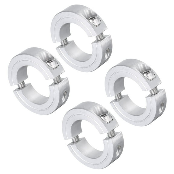 4 Pack Double Split Clamp-On Shaft Collar 1-1/8" Bore Two-Piece Clamping Collar, 1-7/8" OD, 1/2" Thick, Aluminum