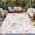 thumbnail image 2 of Pink Rose Outdoor Rug for Patio/Deck/Porch, Non-Slip Large Area Rug 6 x 9 Ft, Modern Simple Romantic Flowers Floral Leaves Indoor Outdoor Rugs Washable Area Rugs, Reversible Camping Rug Carpet Runner, 2 of 8
