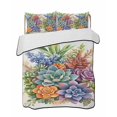 thumbnail image 2 of Summer Botanical Succulents Queen Size Down Alternative Comforter,Lightweight Comforter Quilt Bedding Set with Pillow Shams Watercolor Spring Floral Botanical Bed Comforter Duvet Insert 90"x96", 2 of 7