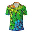 thumbnail image 2 of Daiia Rainbow Butterflies Pattern Men’s Polo Shirts,Solid Deck Shirt,Classic Fit, Breathable Cotton Polo for Casual and Sport Wear-Small, 2 of 7