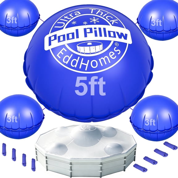 Pool Pillows for Above Ground Pools, 5FT*1pcs 3 FT*4 Pcs Cold-Resistant Pool Pillows for Winterizing, Thicked Winter Pool Air Pillow Pool Closing Kit Pool Balloon for Closing Pool (8* 16.5ft Ropes)