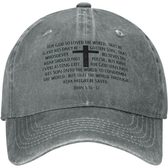 John 3:16 Christian Gifts Bible Verse Cross Faith Religious Gifts for Women Cowboy Hat Trucker Hat Baseball Hats Gray