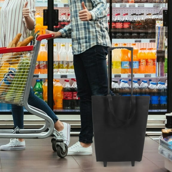 Raindrops Folding Utility Cart with Wheels Shopping Cart Groceries Carrying Cart Portable Grocery Cart with Pull Handle Multi-Functional Trolley Shopping Cart