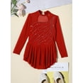 thumbnail image 5 of inhzoy Kids Girls Sparkly Crystals Hollow Back Figure Ice Roller Skating Dress Burgundy 12, 5 of 8