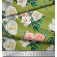 thumbnail image 3 of Soimoi Green Velvet Fabric Begonia & Peony Floral Print Fabric by the Yard 58 Inch Wide, 3 of 3