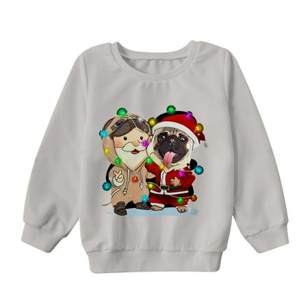 

BELLZELY Family Christmas Pajamas Clearance Parent-child Attire Christmas Printed Long Sleeve O-Neck Shirts Tops Pullover Family Matching Mom Sweatshirts